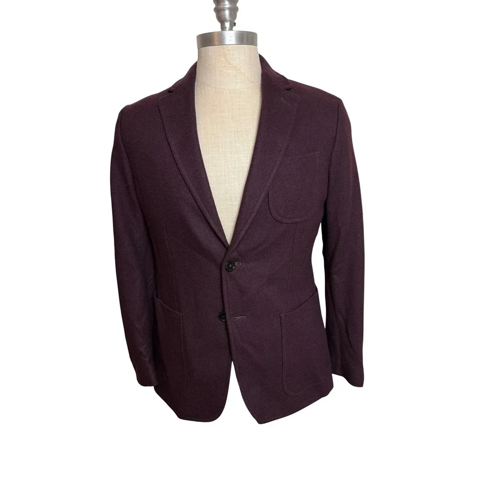 Banana Republic Slim Fit Wool Blend Blazer Burgundy Sport Coat 40S Mens NWT